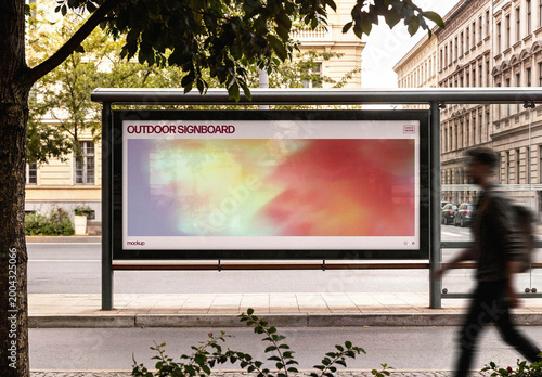 Horizontal Signboard Mockup – Bus Stop Branding Presentation (PSD)