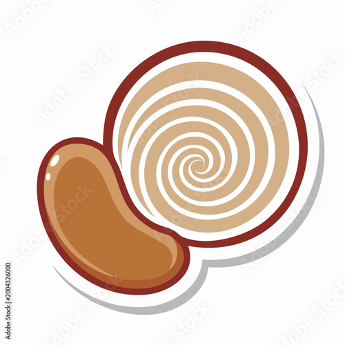Stylized Illustration of a Coffee Bean and Swirl