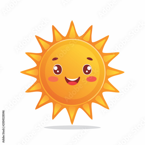 Cute Cartoon Sun Character with Smiling Face