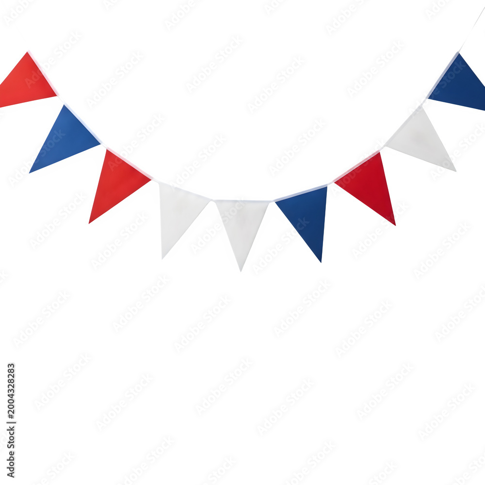 Obraz premium American independence day bunting patriotic flags isolated on transparent background for celebrations