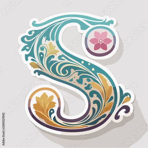 Ornate Letter S with Floral Ornaments