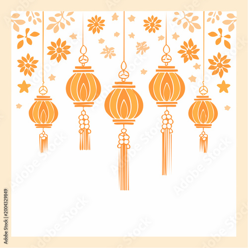 Orange Chinese Lanterns with Floral Decorations