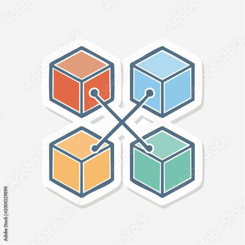 Interconnected Cubes Icon