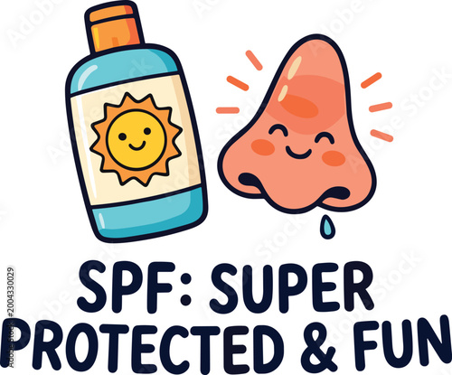 cute cartoon doodle spf super protected and fun summer funny quote
