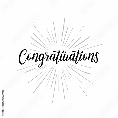 Congratulations Calligraphy with Sunburst Effect