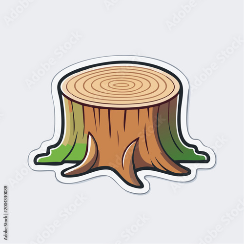 Cartoon Tree Stump with Rings