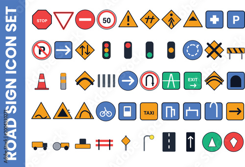 Road sign icon set vector 