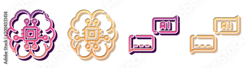 Photos 3D rendered plastic icon pack featuring ai brain art i ficial in tell i gence tech and ai chat chatbot response message