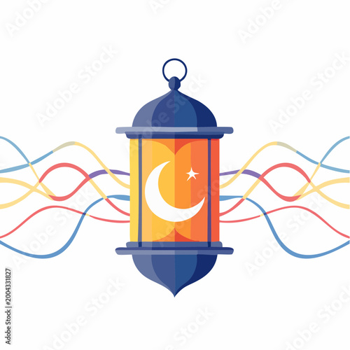 Ramadan Lantern with Crescent Moon and Star
