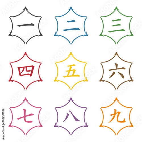 日本風イラスト素材：ポイント,重要,チェック,注目,注意,数字	
