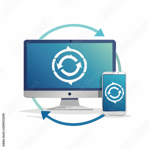 Computer and Smartphone Synchronization with Refresh Icons