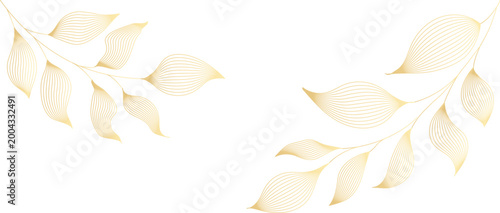 Cuadro en lienzo Elegant gold leaf branch design with delicate isolated leaves pattern