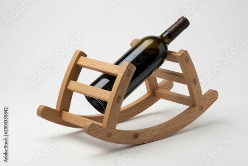 Elegant Wooden Wine Rack Displaying a Bottle in Style