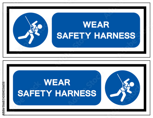 Wear Safety Harness Symbol Sign, Vector Illustration, Isolated On White Background Label. EPS10