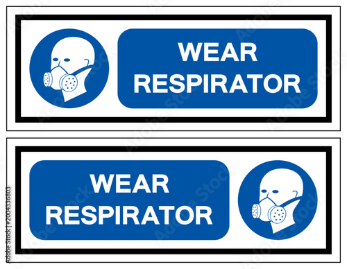 Wear Respirator Symbol Sign,Vector Illustration, Isolated On White Background Label. EPS10