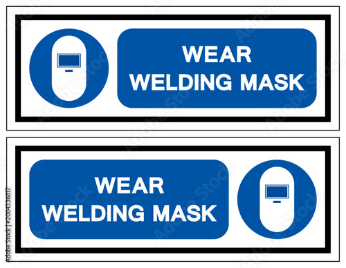 Wear Welding Mask Symbol Sign,Vector Illustration, Isolated On White Background Label. EPS10