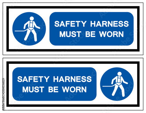 Wear Safety Harness Required Symbol Sign, Vector Illustration, Isolated On White Background Label.EPS10