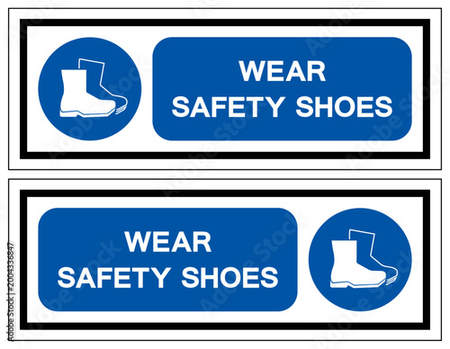Wear Safety Shoe Symbol Sign,Vector Illustration, Isolated On White Background Label.EPS10