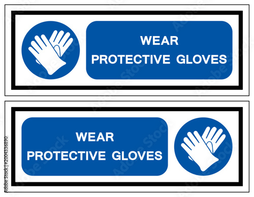 Wear Rubber Gloves Protection Symbol Sign ,Vector Illustration, Isolate On White Background Label.EPS10