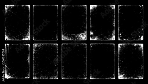 Grunge frame with overlay texture. Old dirty concrete background with cracks and scratches. Distressed grainy surface. Vintage urban backdrop. Scraped and stained design element. Vector illustration