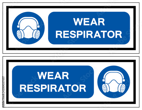 Wear Respiratory Protection Symbol Sign,Vector Illustration, Isolated On White Background Label. EPS10