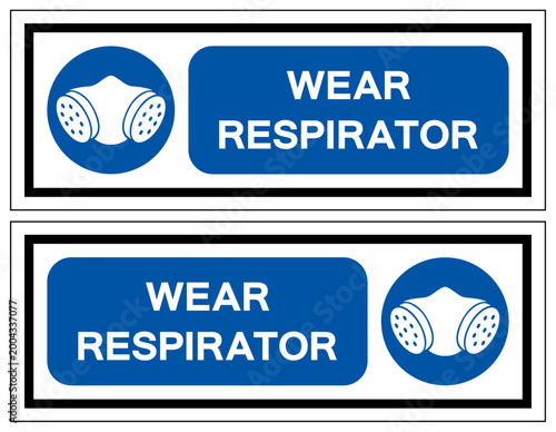 Wear Respiratory Protection Symbol Sign,Vector Illustration, Isolated On White Background Label. EPS10