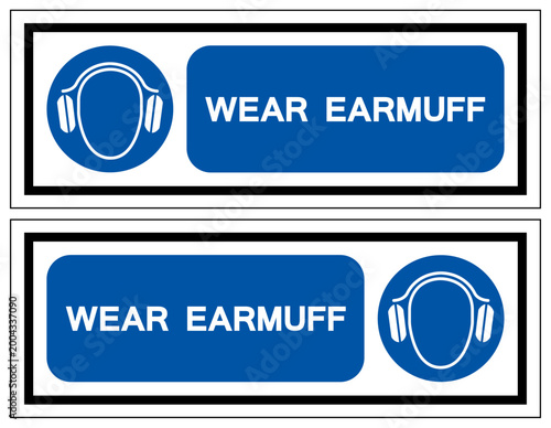 Wear Ear Protection Symbol Sign, Vector Illustration, Isolated On White Background Label. EPS10