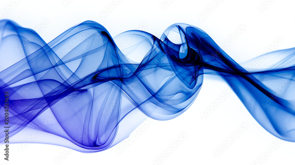 Naklejka premium Abstract flowing blue and purple smoke or ink against a white background with abstract