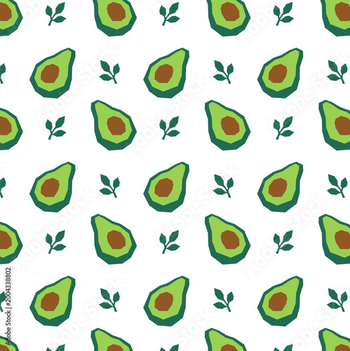 Seamless pattern avocado on a white background. Shapes for cutting.
