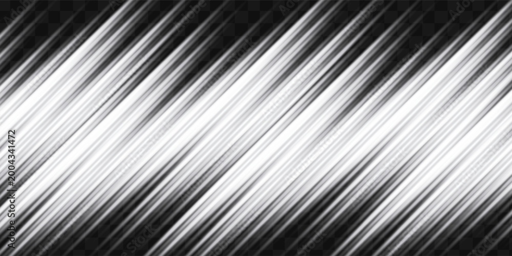 Fototapeta premium White speed rays, light neon flow, zoom in motion effect, silver glow speed lines, colorful light trails, stripes. Abstract background, vector illustration.