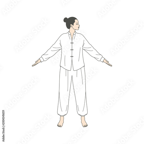 Baduanjin qigong pose Wise Owl Gazes Backward