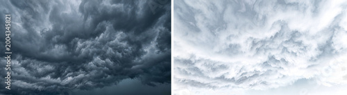 Принти на полотні Dramatic dark storm clouds gather with intense turbulent formations suggesting a