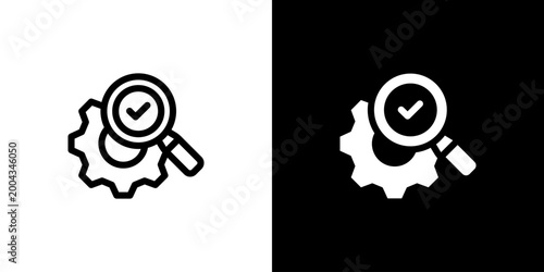 Equipment Inspection icon concept with flat Black White Background. Vector illustration.