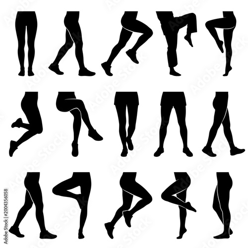 black and white vector silhouette set of human legs