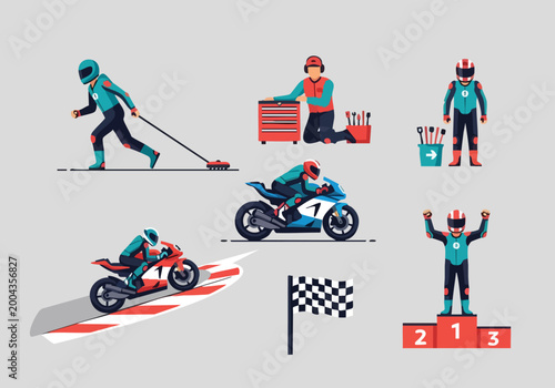Canvas Print Motorcycle Racing Elements