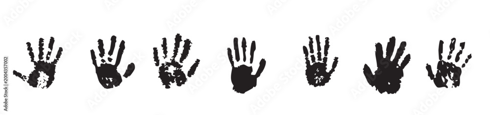 Obraz premium handprint paint ink hand stain trace hand shape vector illustration