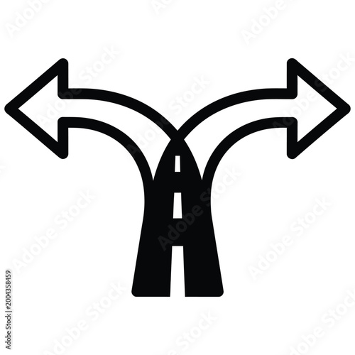 Cuadro en lienzo Road branching into two directions sign icon with directions decision junction