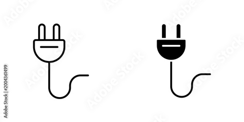 Фотография Electrical plug icon on white background, editable stroke svg 10