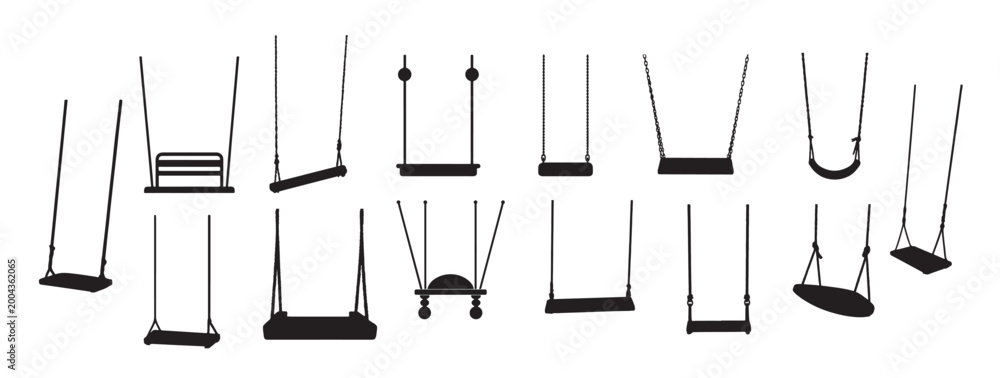 Photography swing silhouette white background vector illustration