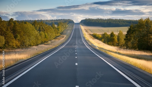 straight highway perspective with clear lane markings guiding onward progress towards future possibilities