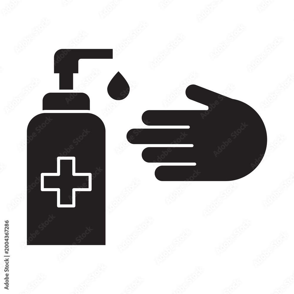 Fototapeta premium Hand Washing Sanitizer Vector Icon In Glyph Style Isolated On White Background