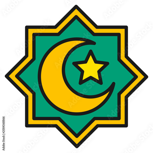 Islamic Crescent Icon For Design Elements