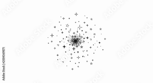 Obraz na płótnie Scattered starbursts of varying sizes radiate from a central shaded mass