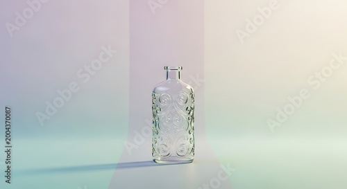 Clear Embossed Glass Bottle Product Mockup, Empty Container for Display