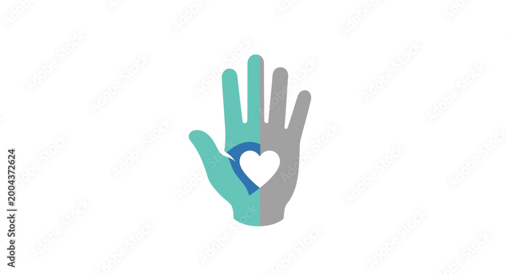 Obraz premium Heart in hand graphic representing compassion, care and support for people and the community