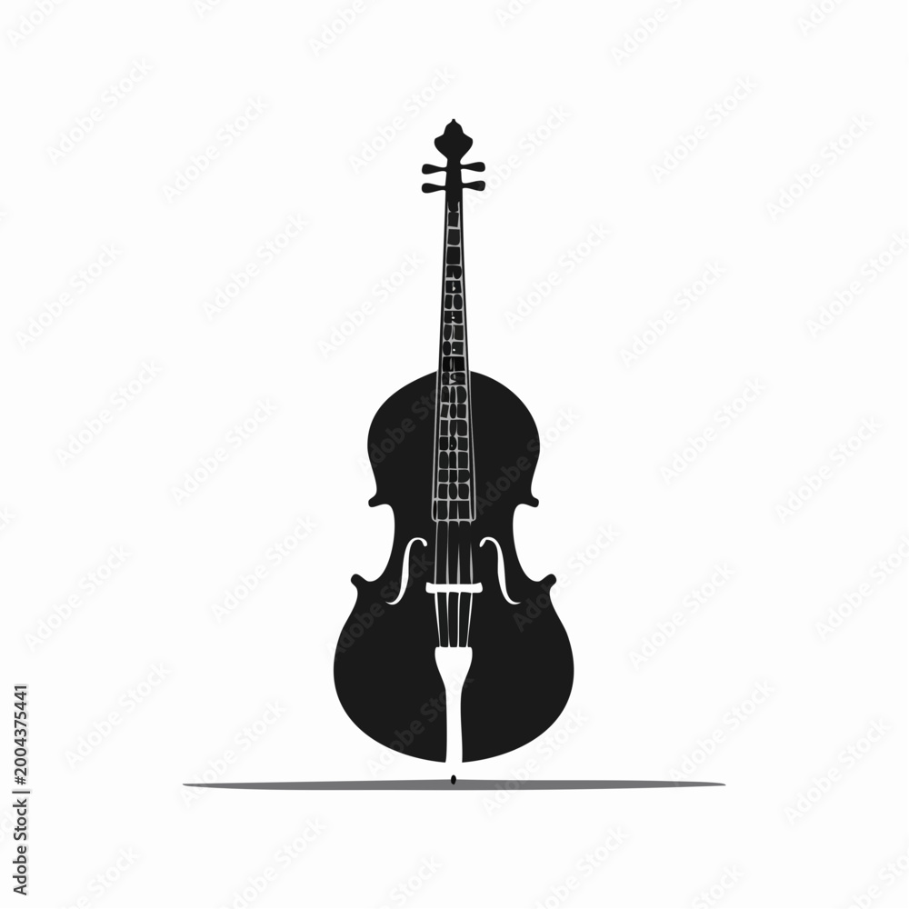Naklejka premium Black Silhouette of a Cello