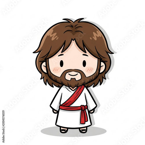 Adorable Minimalist 2D Doodle of Jesus Christ Hand-Drawn Sketch Style vector