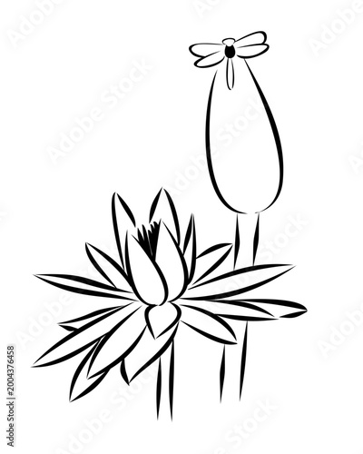 Stylized water lotus symbol.
