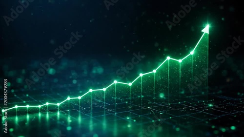 AI SEO assistant data, Financial growth stock market business chart green arrow success investment profit digital graph upward trend economy business growth chart financial