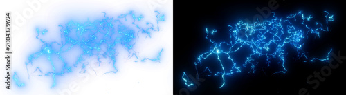 Cuadro en lienzo PNG image of Bright glowing electric blue lightning bolt effect creating a powerful energy discharge on transparent background